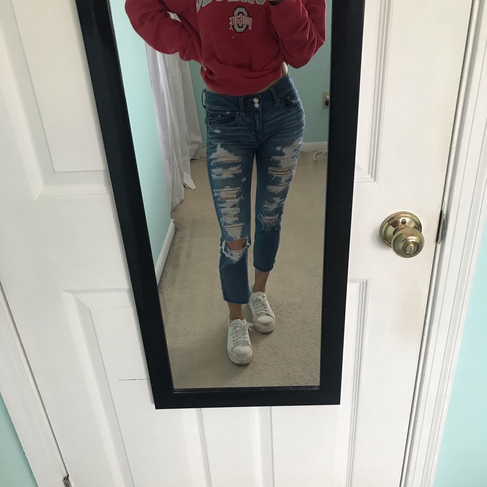 blue ripped jeans